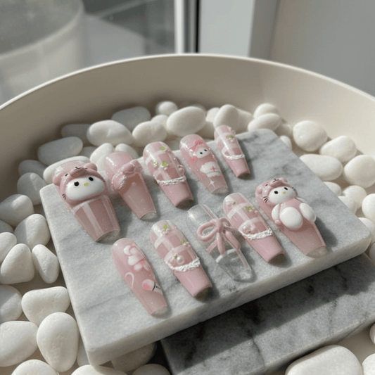 Blush Teddy Charm Nails GL126